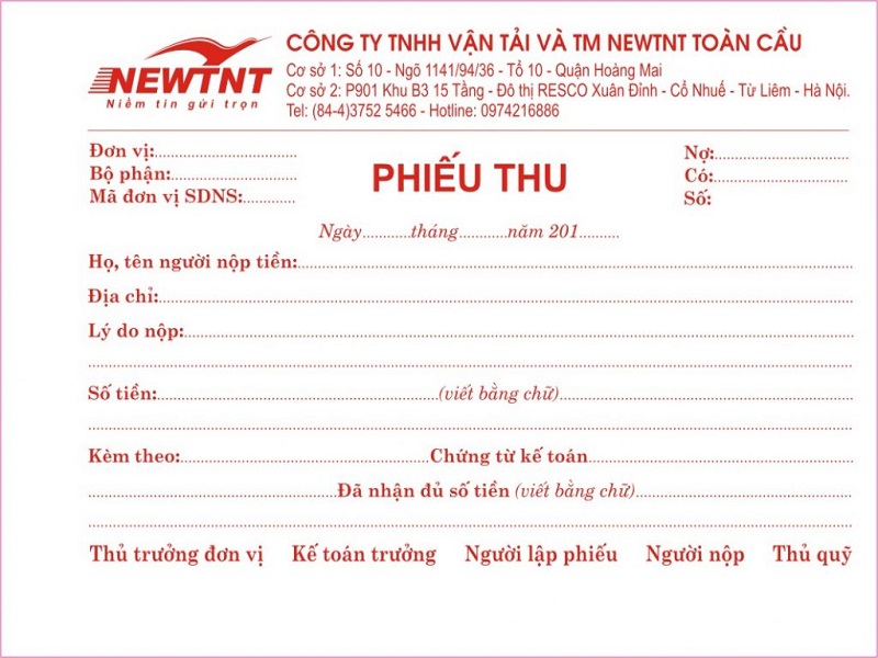 In phiếu thu Thuận An
