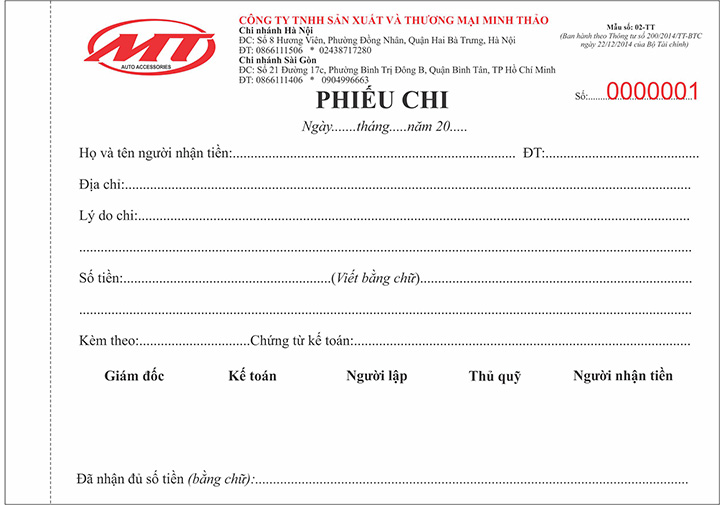 Công Ty in phiếu thu, chi giá rẻ tại Thuận An - Bình Dương ___ In Ấn Bình Phú
