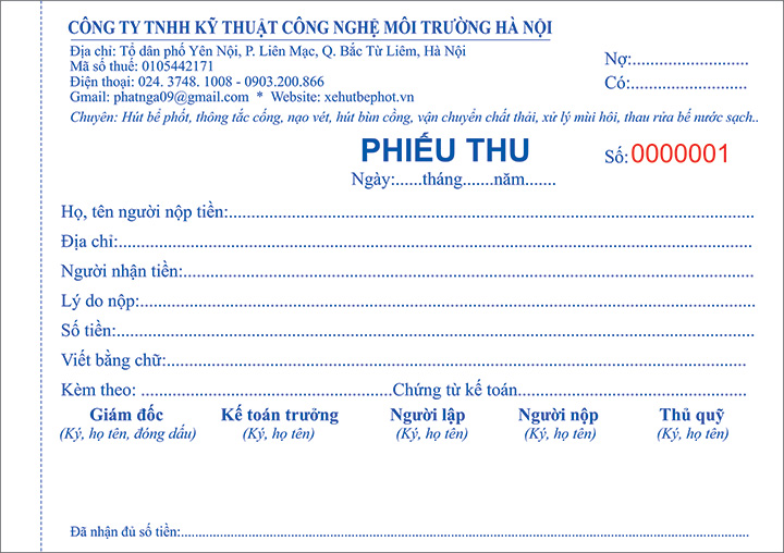 Công Ty in phiếu thu, chi giá rẻ tại Thuận An - Bình Dương ___ In Ấn Bình Phú