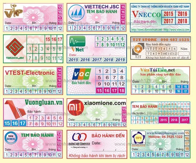 Tem dán bảo hành - Thuận An - Bình Dương