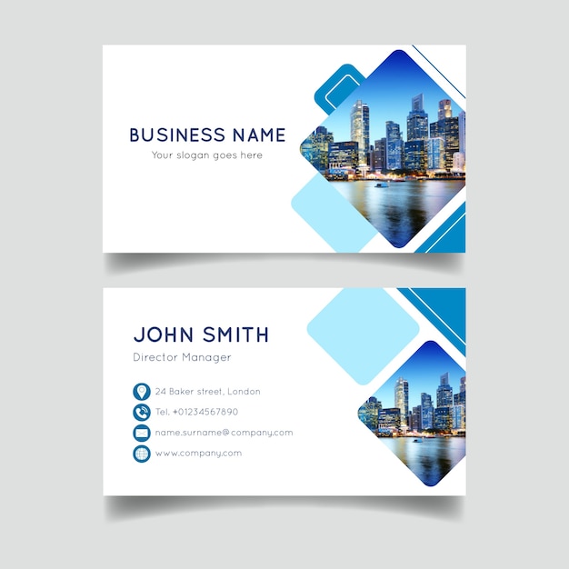 Free vector abstract business card template with image