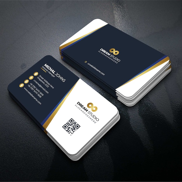 Vector template visit card with gold details