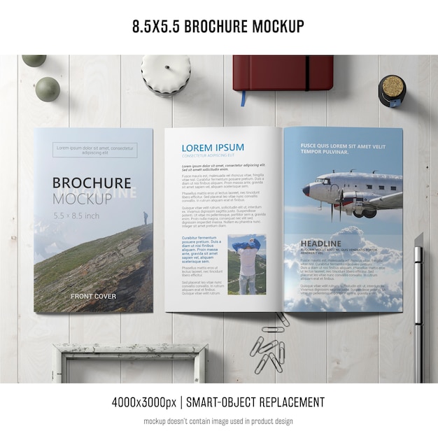 Free PSD portrait brochure mockup