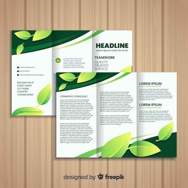 Free vector nature trifold flyer
