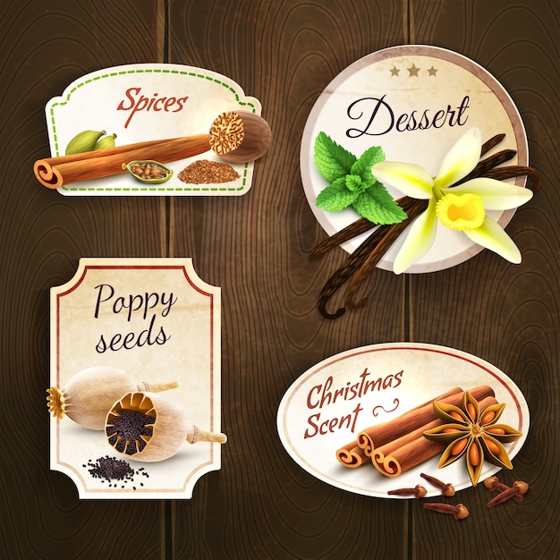 Free vector spices badges set