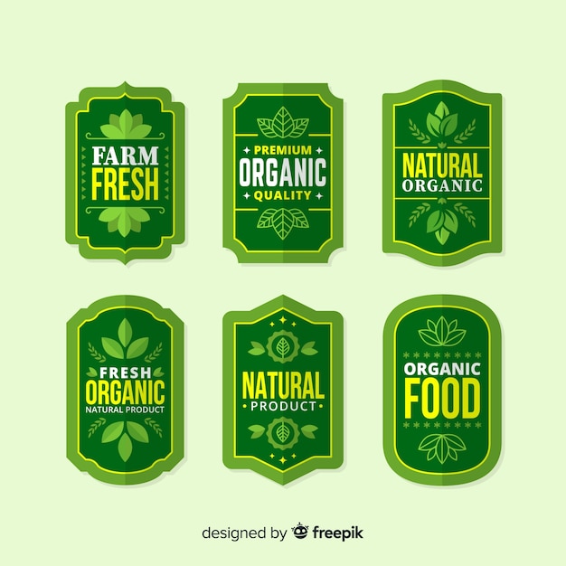Free vector flat organic food label pack